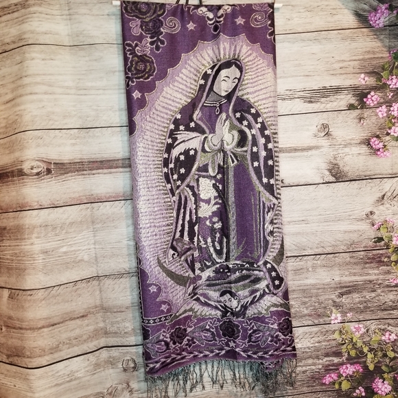 Purple Virgen de Guadalupe Scarf - Picture 4 of 5